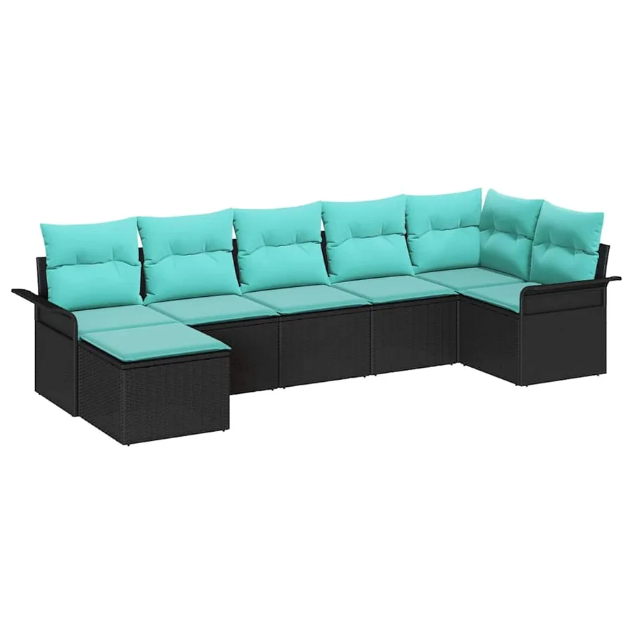 Ensemble de canapé de jardin avec stockage 7 pcs Noir polyrotin - 2