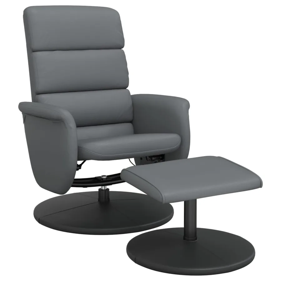 Fauteuil inclinable avec repose-pied gris similicuir - 2