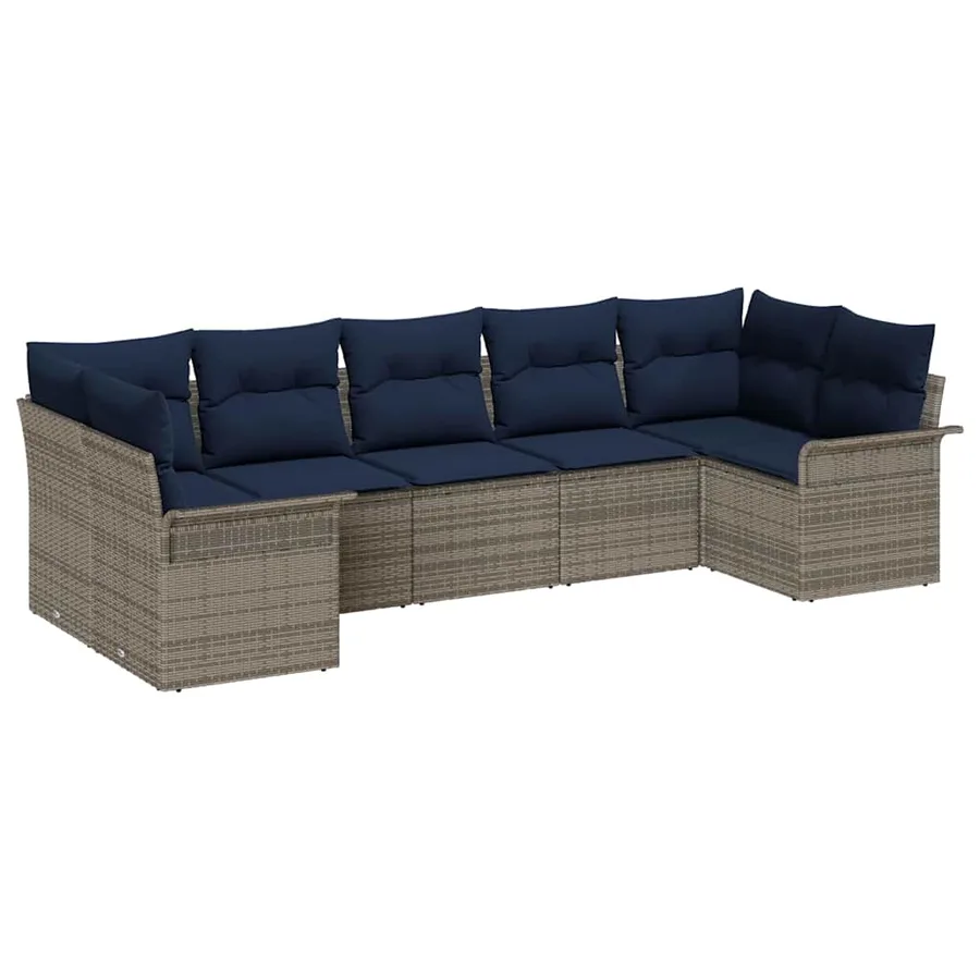 Ensemble de canapé de jardin 7 pcs Gris Poly rotin - 2