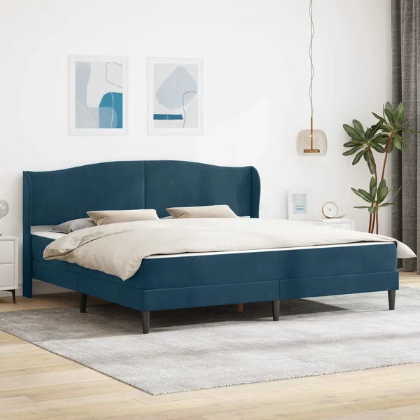 Cadre de lit avec tête de lit Bleu 180 x 200 cm Velours