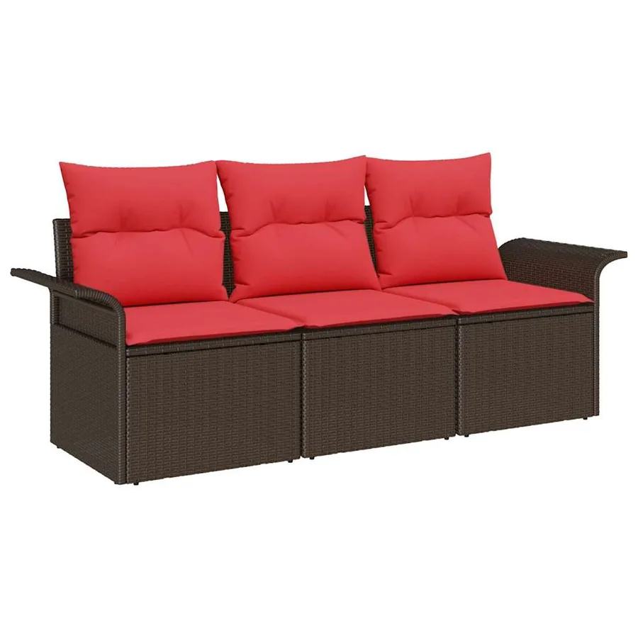 Ensemble de canapé de jardin 3 pcs Marron Poly rotin - 2