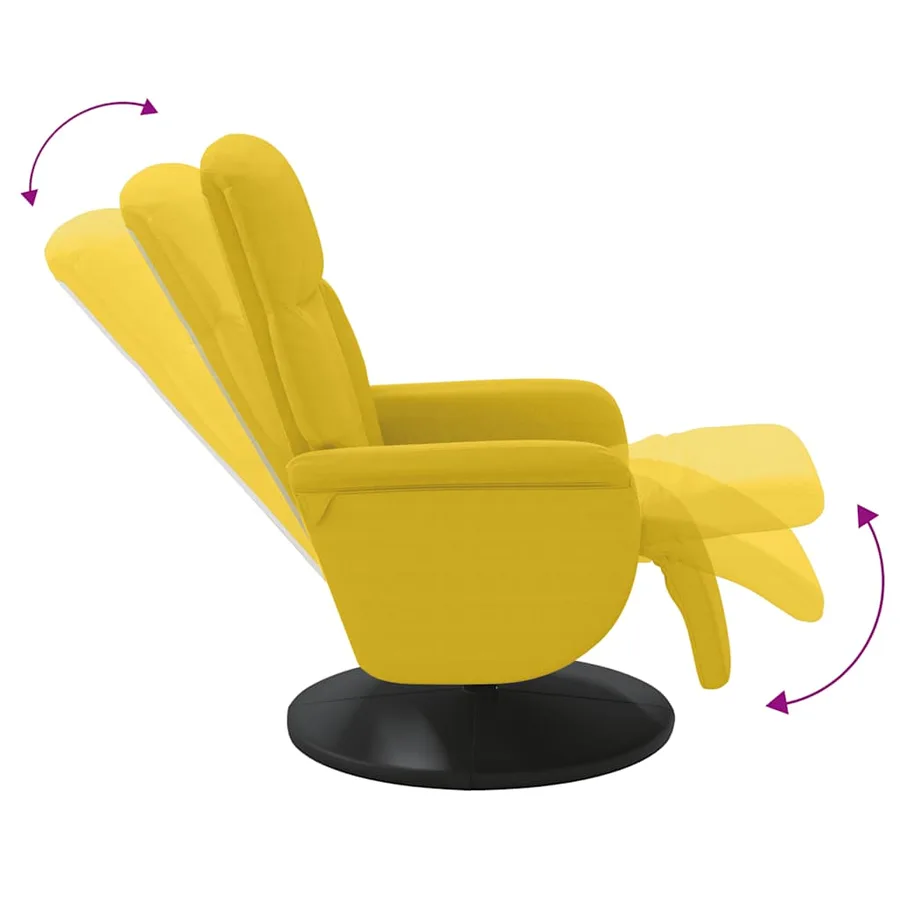 Fauteuil inclinable avec repose-pied jaune velours - 6