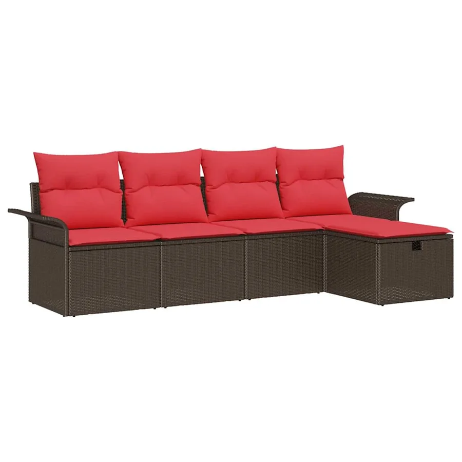 Ensemble de canapé de jardin avec coussin 5 pcs Poly rotin - 2