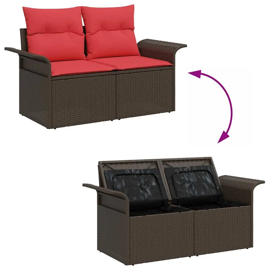 Ensemble de canapé de jardin avec coussin 5 pcs Poly rotin - 9