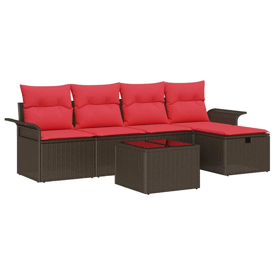 Ensemble de canapé de jardin avec coussin 6 pcs Poly rotin - 2