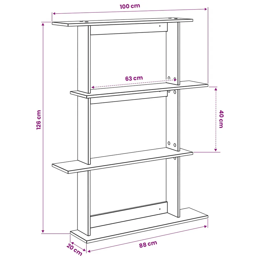 Étagère Murale Chêne Sonoma 100 x 20 x 126 cm Bois d'ingénierie - 7