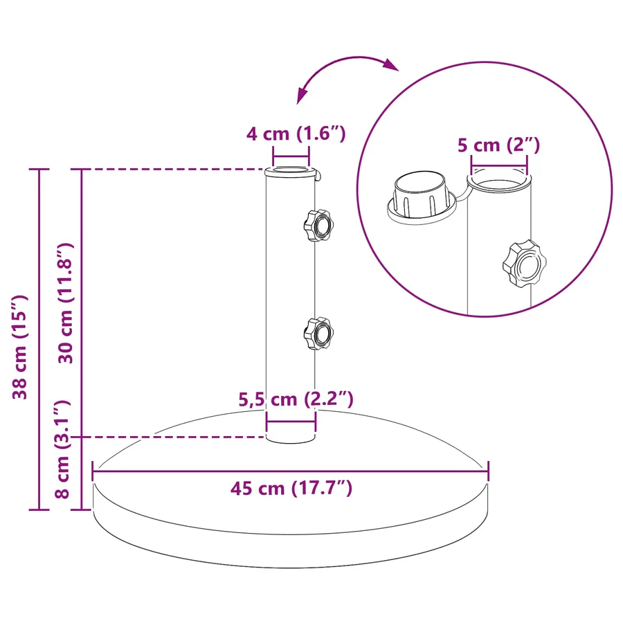 Base de parasol pour poteau de 40 à 50 mm 26.45 kg Gris - 10