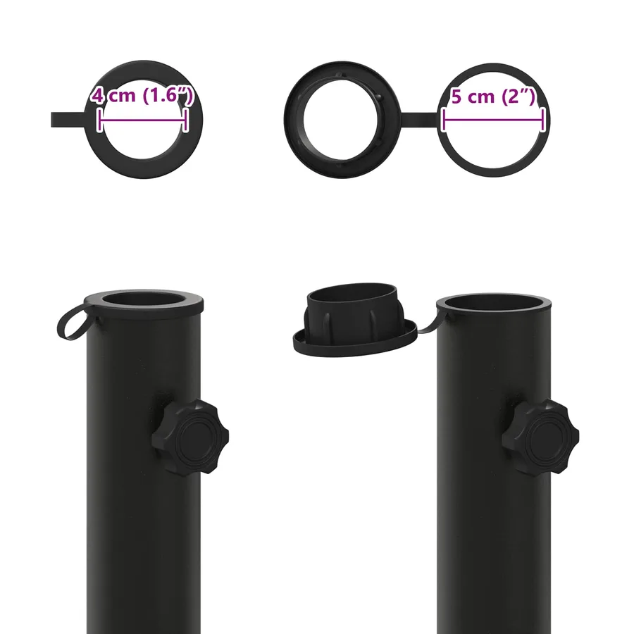 Tube de Base de Parasol 0.6 kg Noir Fer for 40-50 mm Pole - 5