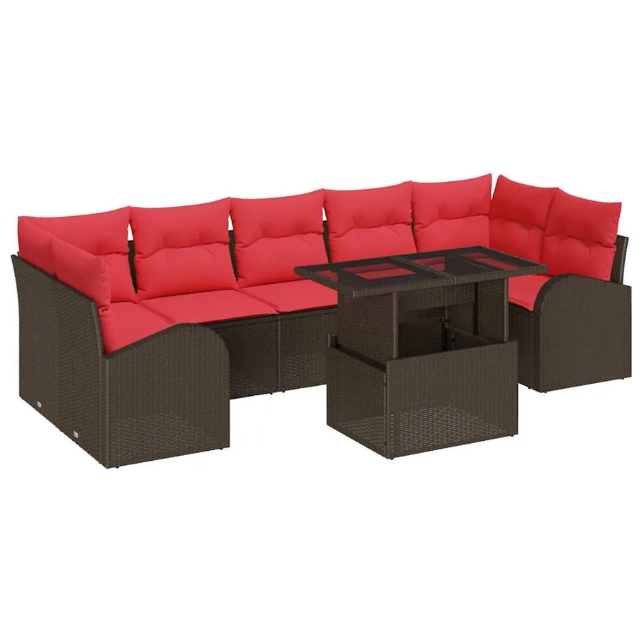 Ensemble de canapé de jardin 8 pcs Marron polyrotin - 2