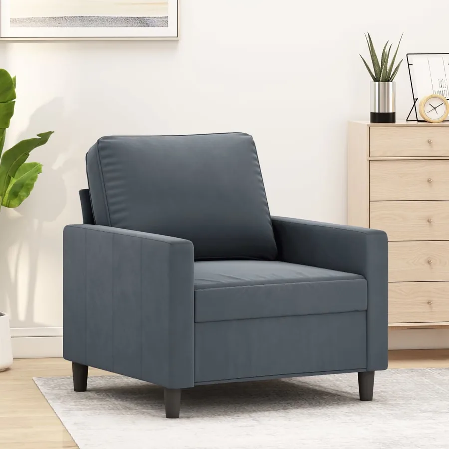 Fauteuil Gris foncé 60 cm Velours