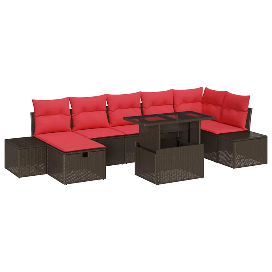 Ensemble de canapé de jardin avec coussin 8 pcs polyrotin - 2