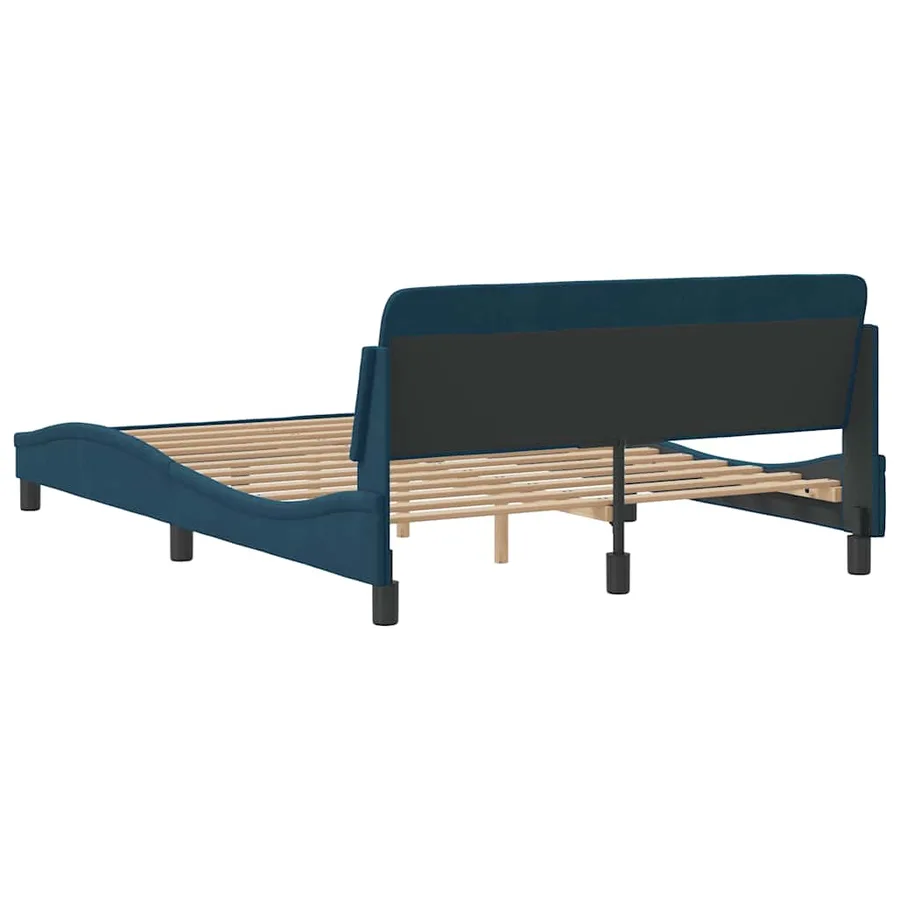 Cadre de lit avec tête de lit Dover bleu 140x200cm velours - 6