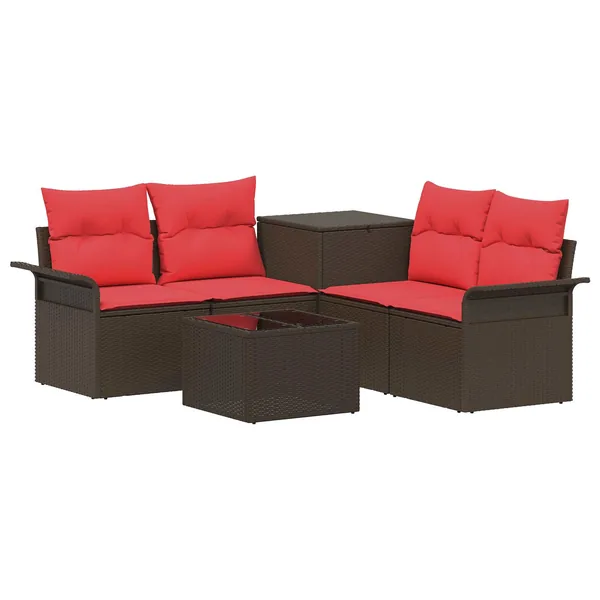 Ensemble de Canapés 6 pcs 4-Nombre de places Marron et rouge
