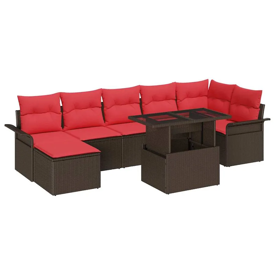 Ensemble de canapé de jardin 8 pcs Marron polyrotin - 2