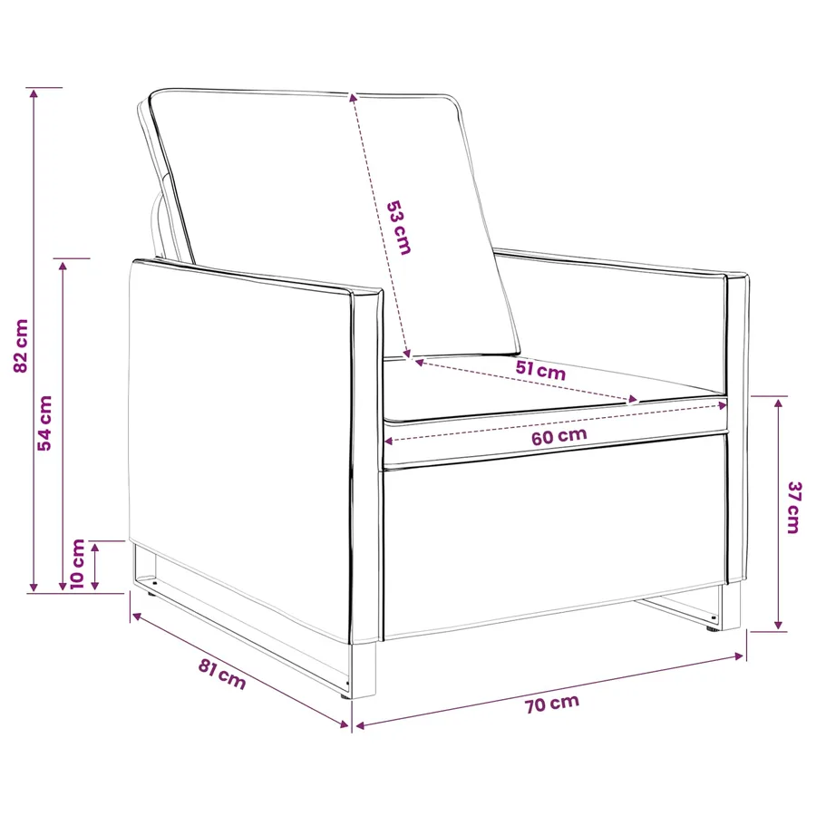 Canapé simple Gris foncé 70 x 81 x 82 cm - 9