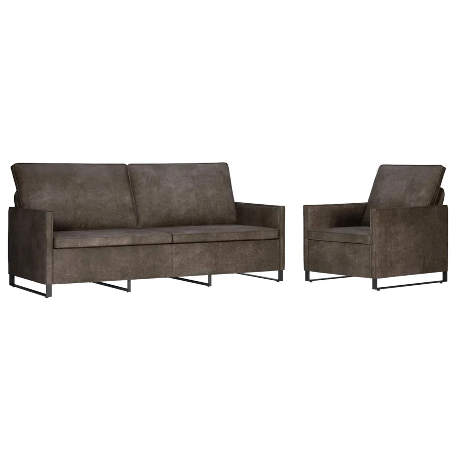 Ensemble de Canapés 2 pcs Gris foncé Tissu en suède synthétique - 2