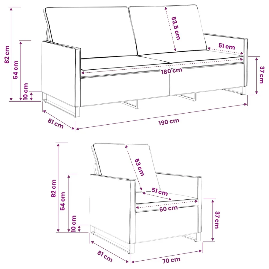 Ensemble de Canapés 2 pcs Gris foncé Tissu en suède synthétique - 8