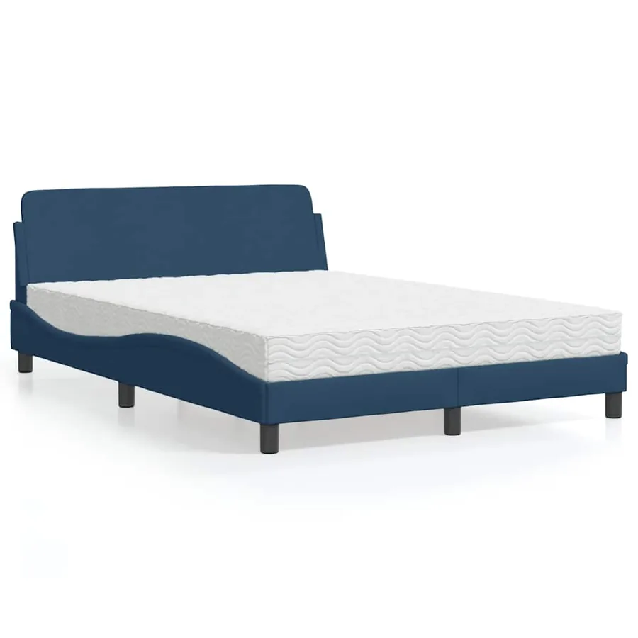 Lit avec matelas Dover bleu 140x200 cm tissu