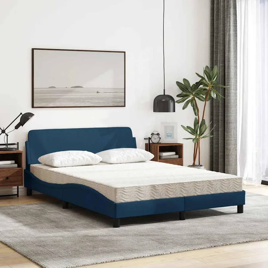 Lit avec matelas Dover bleu 140x200 cm tissu - 3