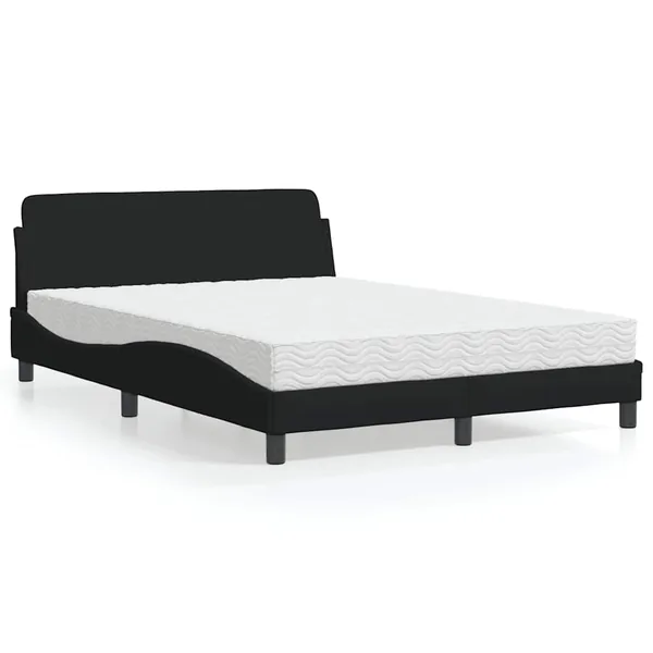 Lit avec matelas Dover noir 140x200 cm tissu