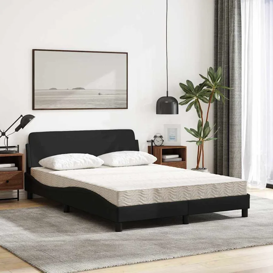 Lit avec matelas Dover noir 140x200 cm tissu - 3