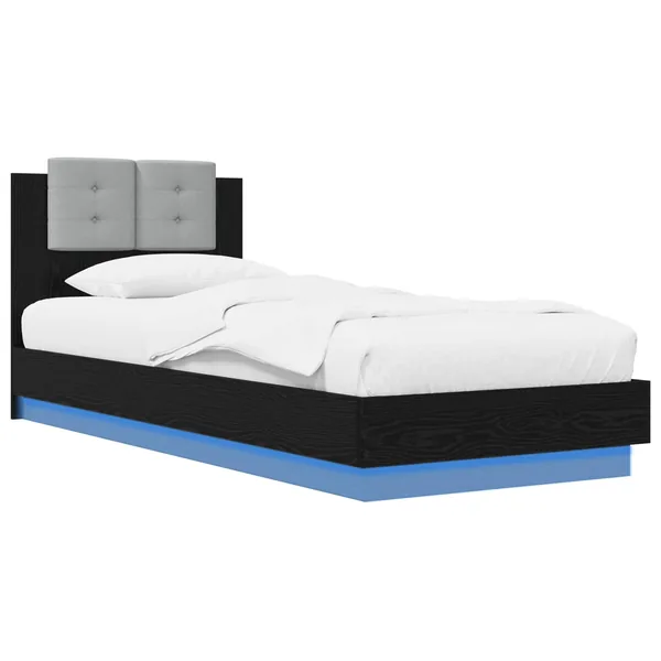 Cadre de lit avec LED Chêne noir 80 x 200 cm Bois d'ingénierie