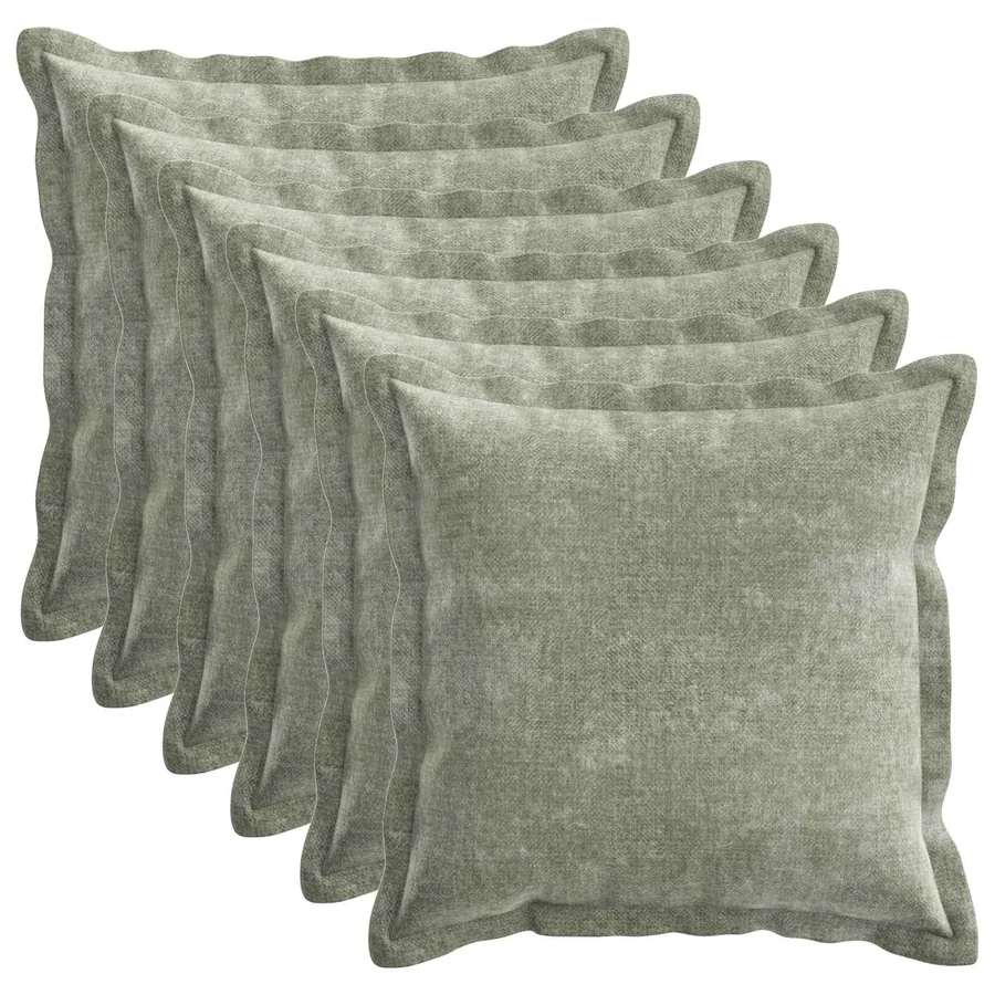 Housse de coussin 6 pcs HOUTEN Vert 40 x 40 cm Tissu Chenille
