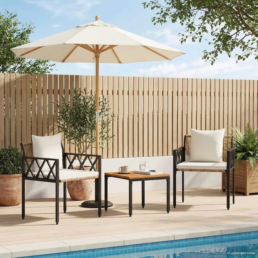 Ensemble de meubles d'extérieur 3 pcs Marron et crème blanche