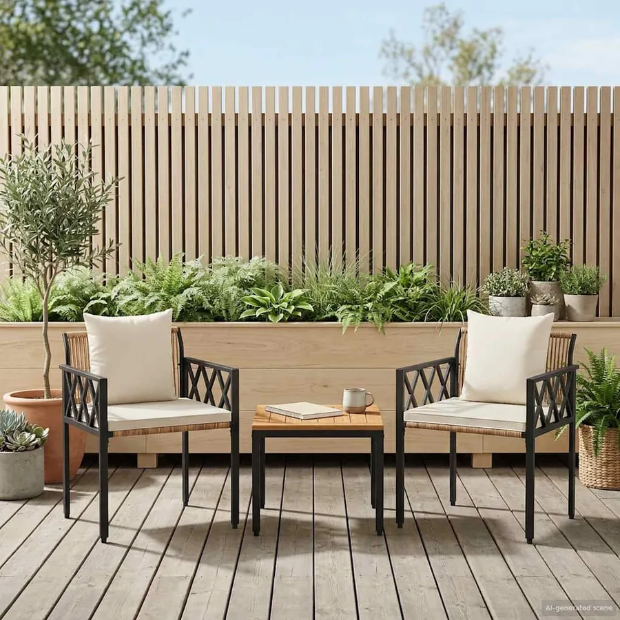 Ensemble de meubles d'extérieur 3 pcs Marron et crème blanche - 3
