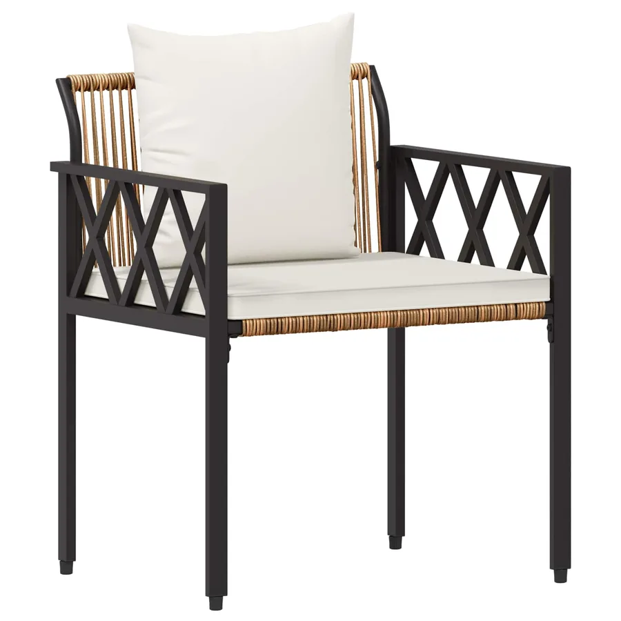 Ensemble de meubles d'extérieur 3 pcs Marron et crème blanche - 4