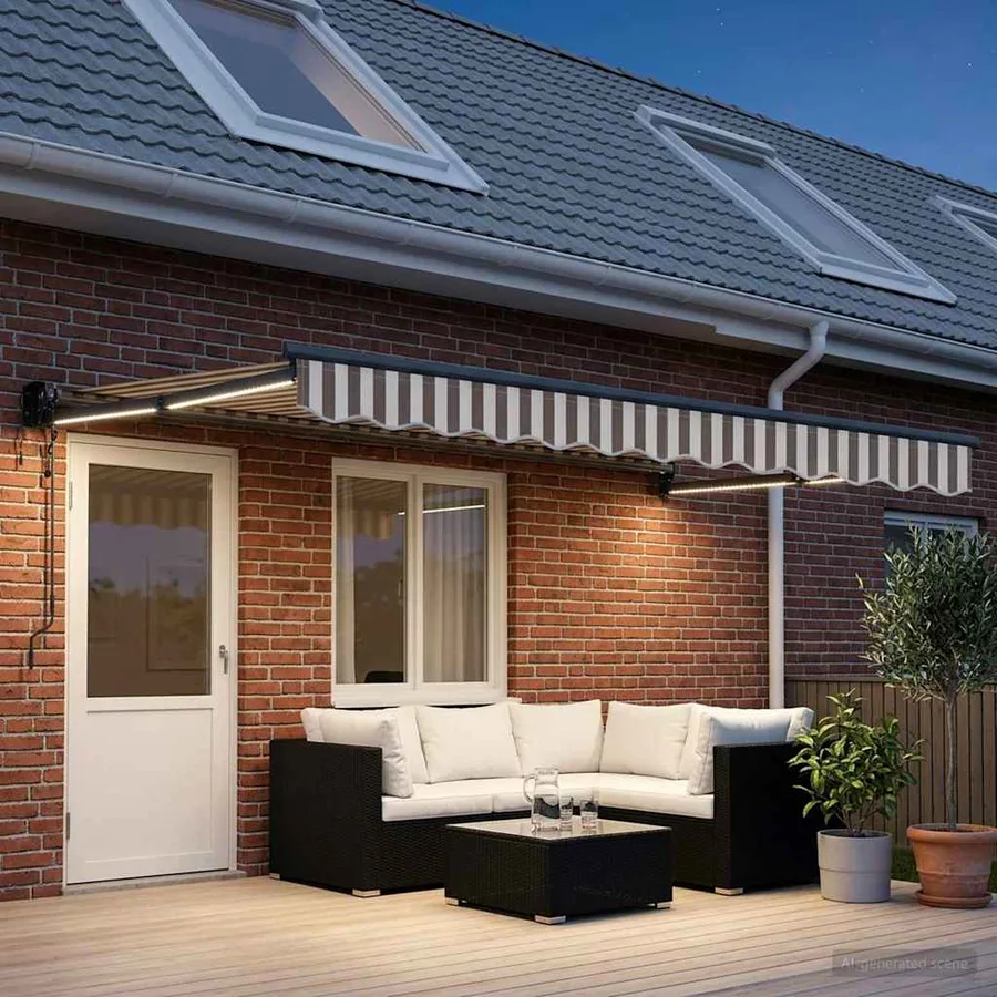 Auvent rétractable électrique Gris clair et blanc - 3