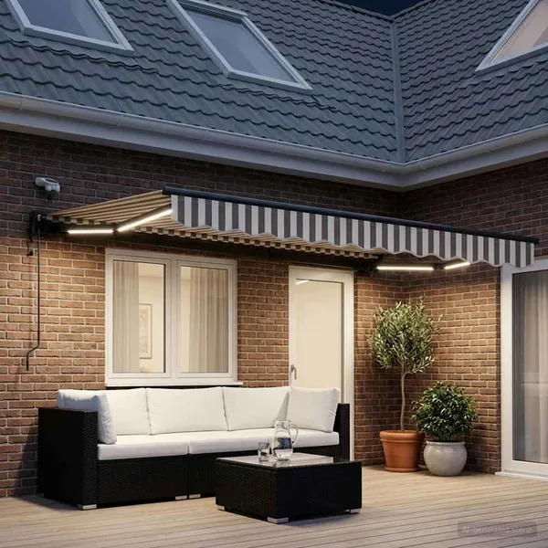 Auvent rétractable électrique Gris clair et blanc 4 x 2 m