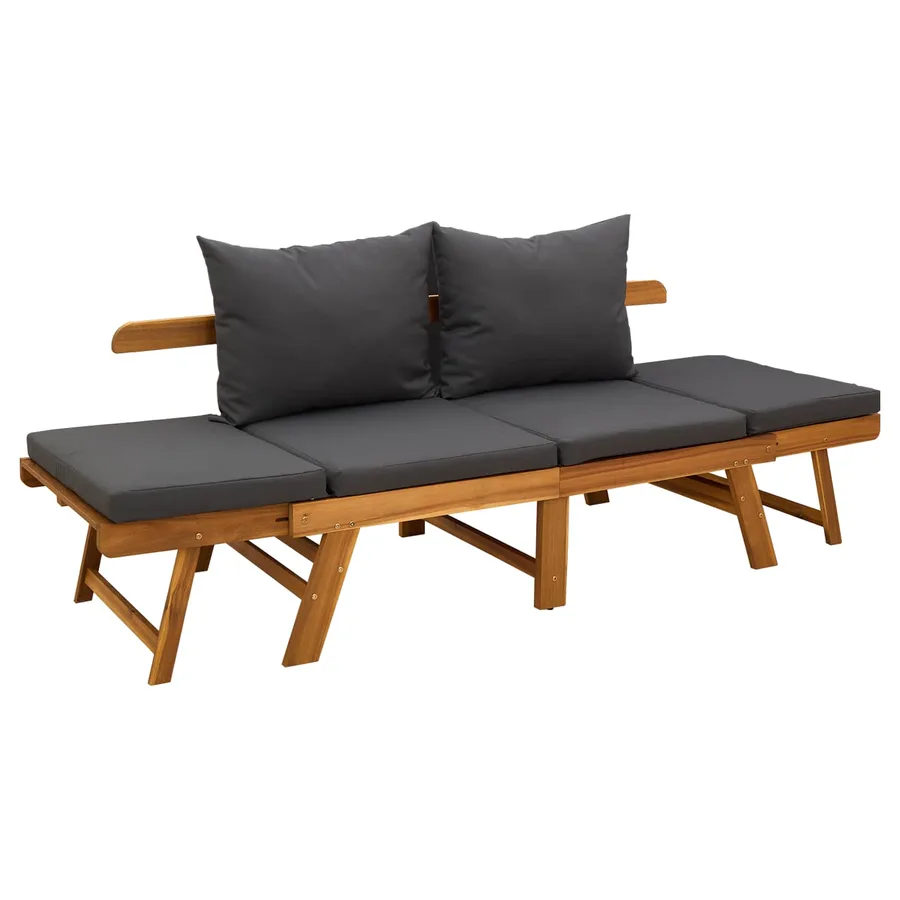 Banc de jardin 3 en 1 avec coussins Bois d'Acacia Massif - 5