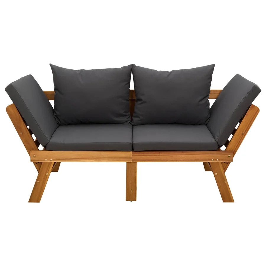Banc de jardin 3 en 1 avec coussins Bois d'Acacia Massif - 6