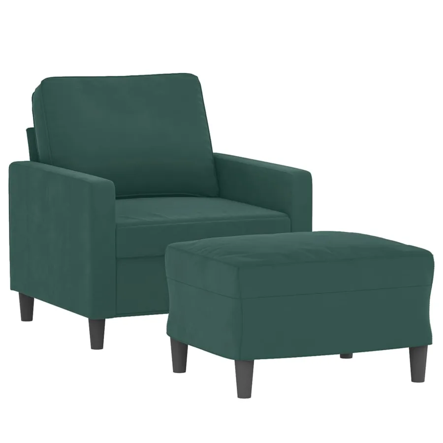 Fauteuil avec repose-pied Vert foncé 60 cm Velours - 3