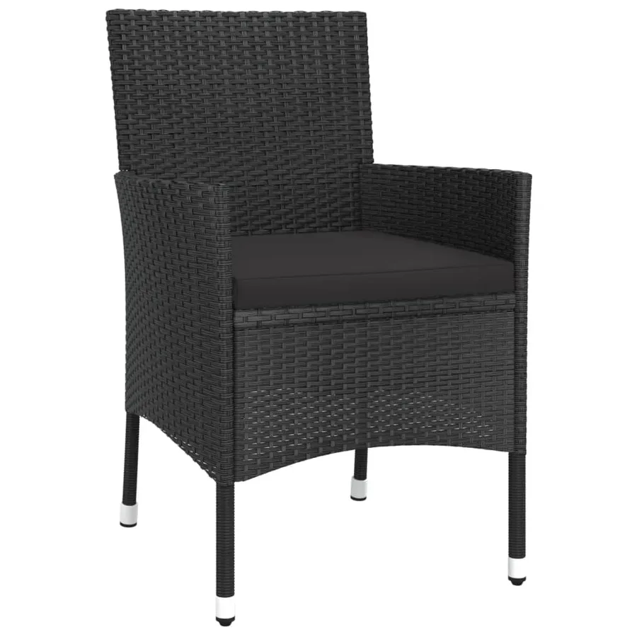 Ensemble à manger jardin 9pcs et coussins noir résine tressée - 5