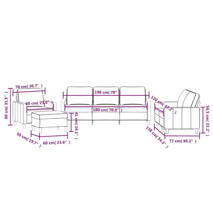 Ensemble de canapés 4 pcs avec coussins Noir Velours - 8