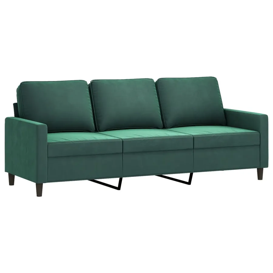 Ensemble de canapés 3 pcs avec coussins Vert foncé Velours - 4