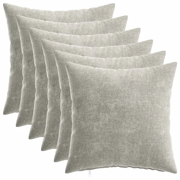 Housse de coussin 6 pcs HEERLEN Gris clair 40 x 40 cm