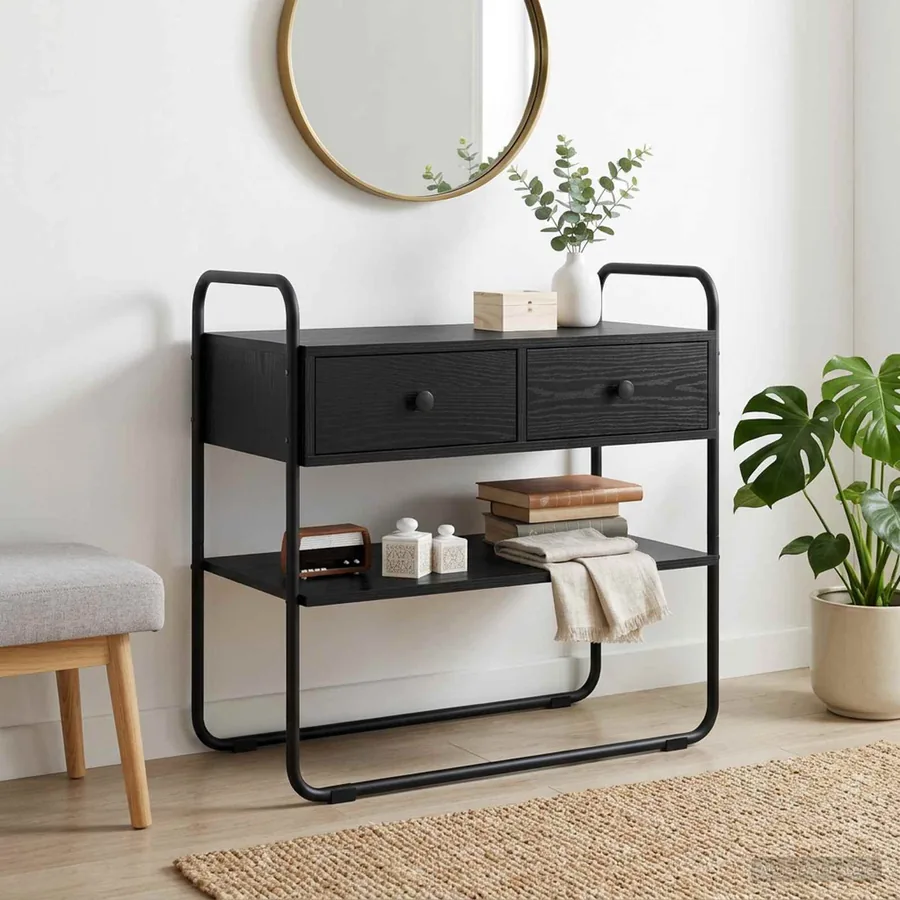 Table console Chêne noir 80 x 40 x 75 cm Bois d'ingénierie