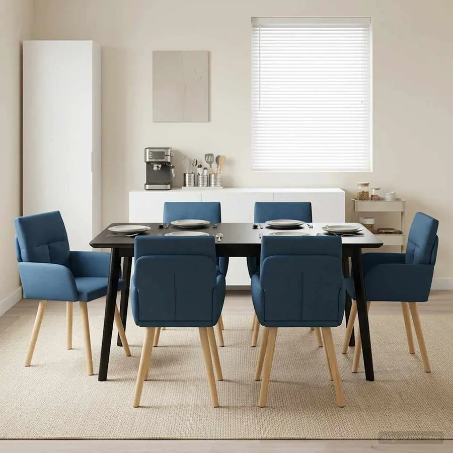 Chaises de salle à manger 6 pcs Tissu Bleu 60 x 56 x 96 cm