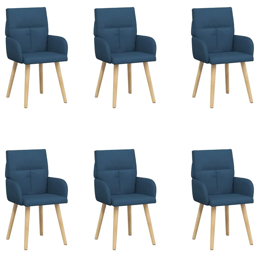 Chaises de salle à manger 6 pcs Tissu Bleu 60 x 56 x 96 cm - 2