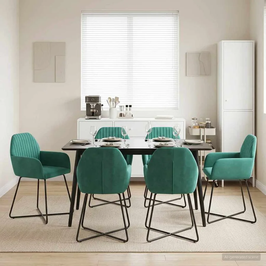 Chaises de salle à manger 6 pcs Velours Turquoise