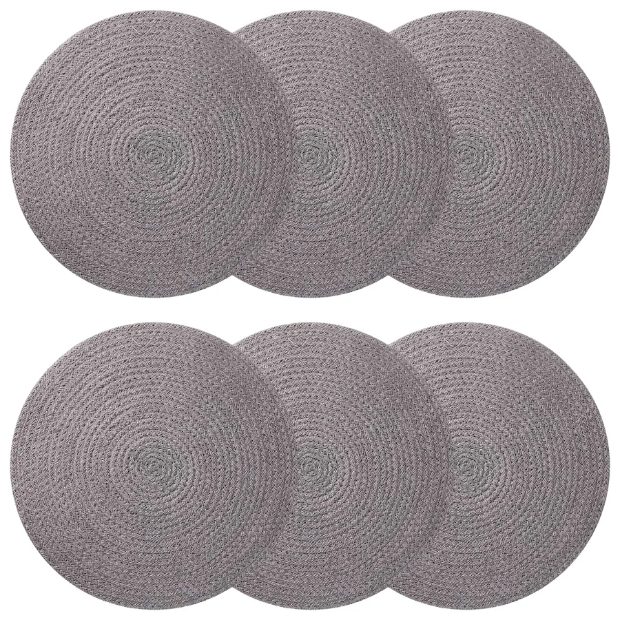 Placemets en jute 6 pcs Gris Ø 30 cm 100 % jute Tossa