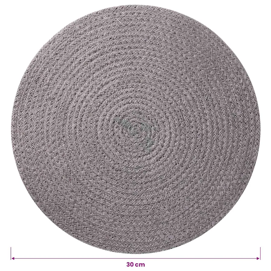 Placemets en jute 6 pcs Gris Ø 30 cm 100 % jute Tossa - 5