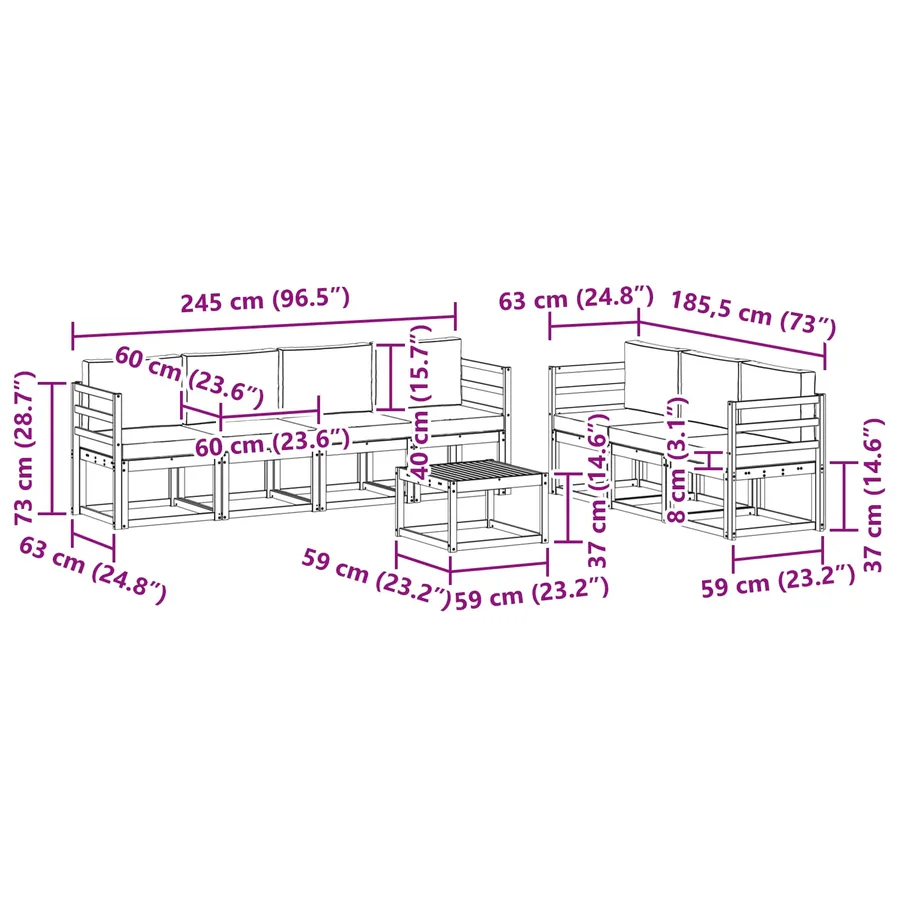 Ensemble de canapés d'extérieur 7 pcs - 7