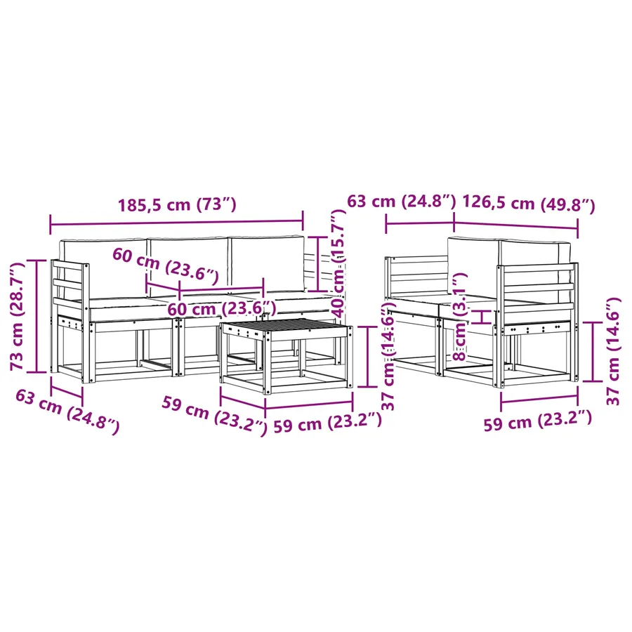 Ensemble de canapés d'extérieur 6 pcs - 7