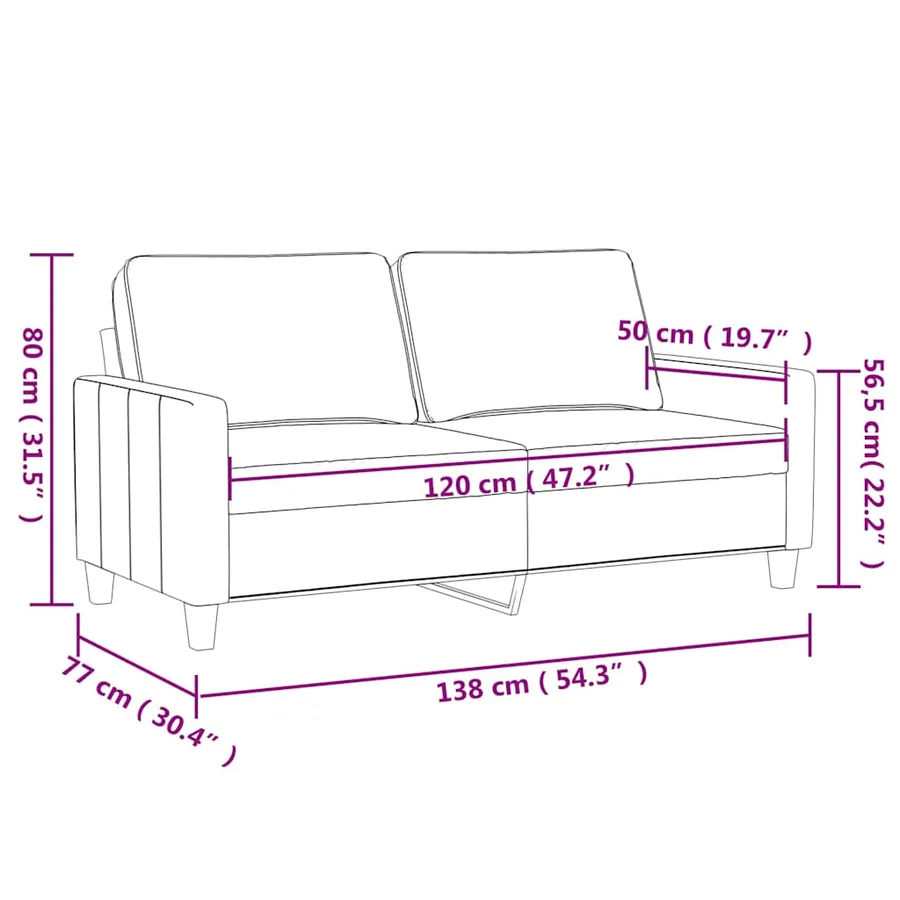 Canapé à 2 places Marron 120 cm Velours - 8
