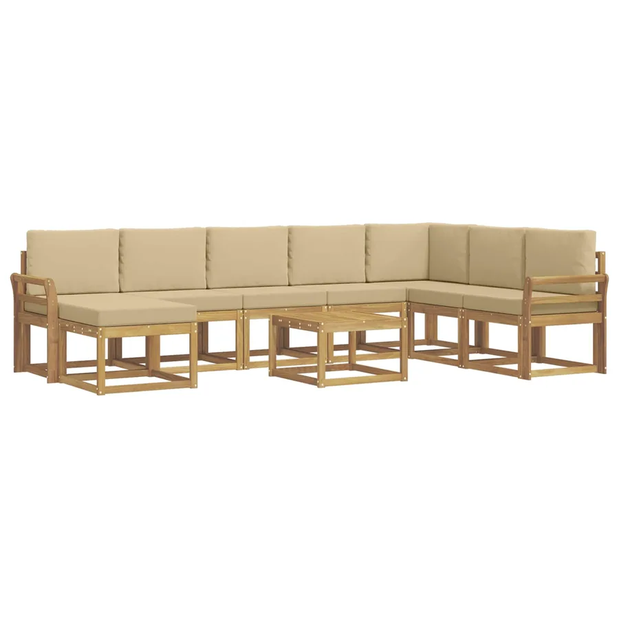 Ensemble de canapés d'extérieur 9 pcs Blanc et Beige - 2