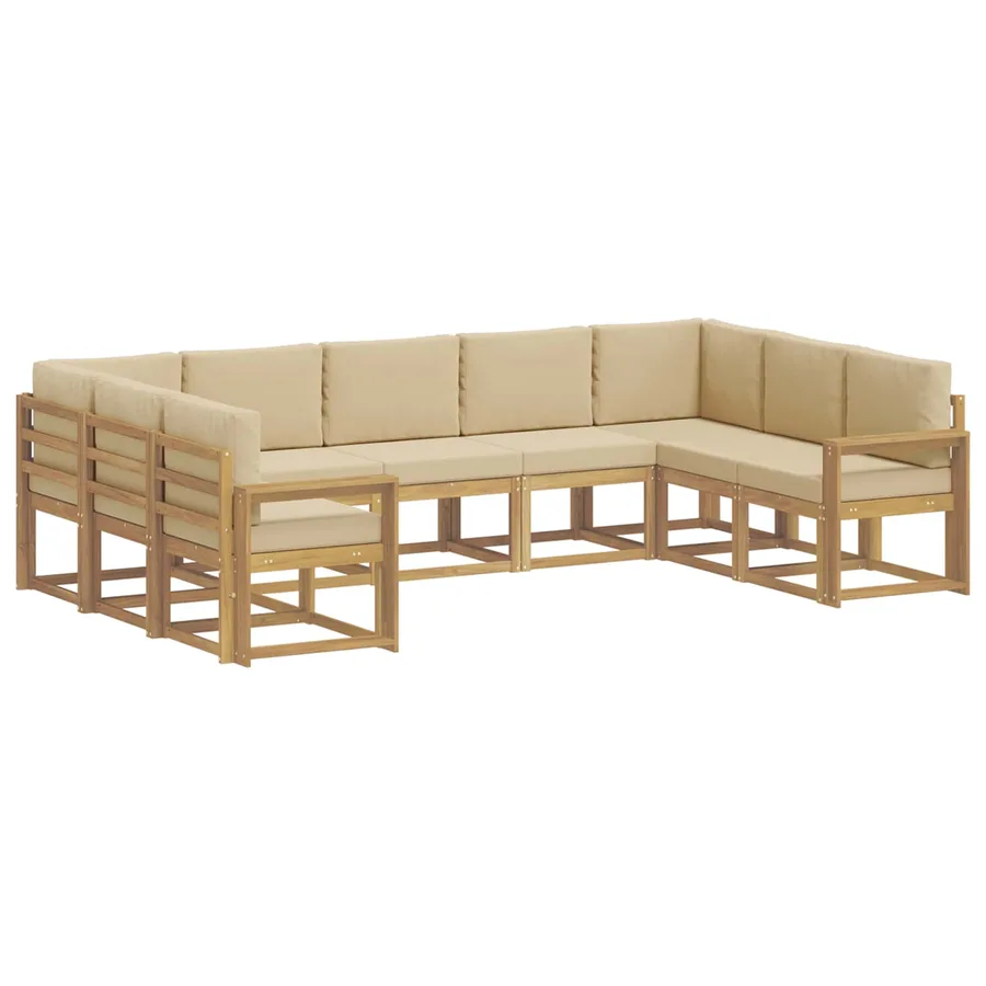 Ensemble de canapés d'extérieur 9 pcs Blanc et Beige - 2